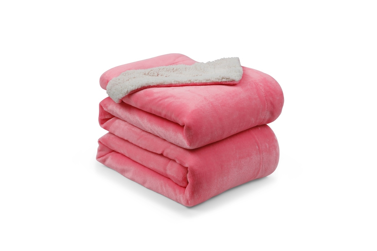 L-Baiet 9178-FQ PINK 90 x 90 in. Sherpa Queen Blanket&#44; Pink - 100 Percent Polyester