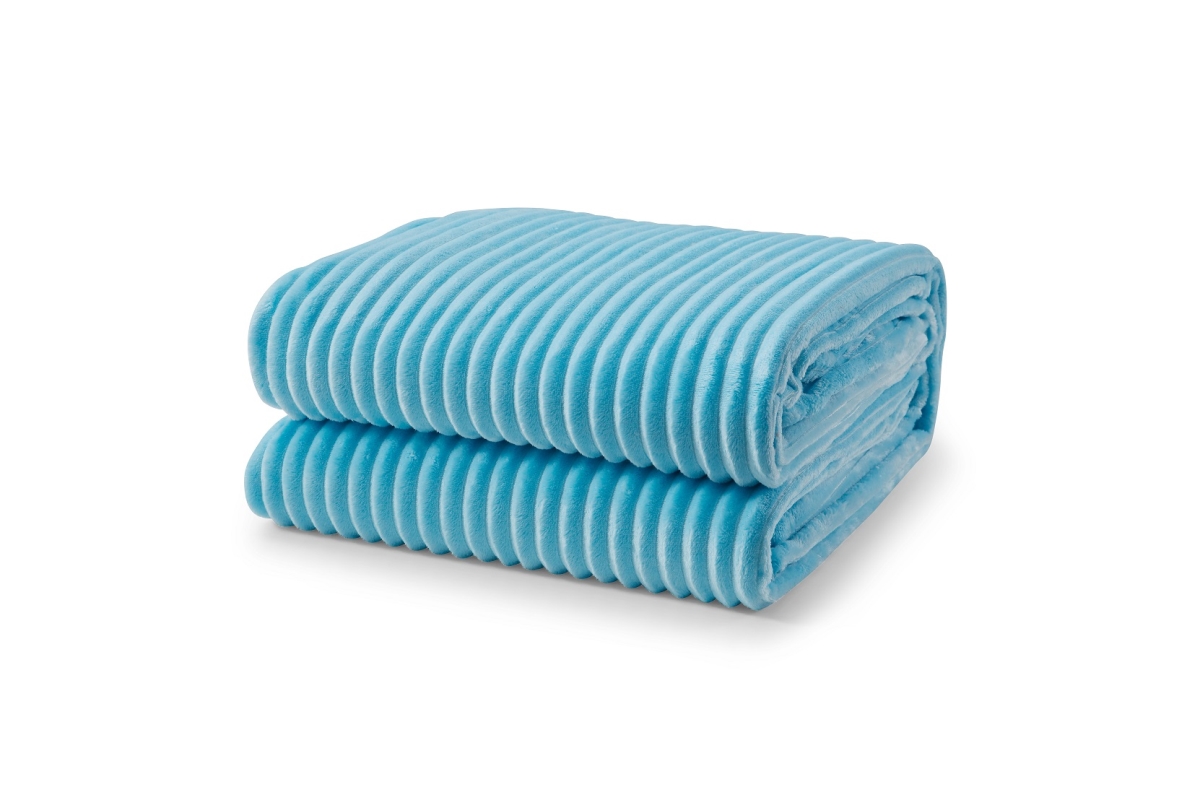 L-Baiet 5687-TB BLUE 50 x 60 in. Ribbed Throw Blanket&#44; Blue - 100 Percent Polyester