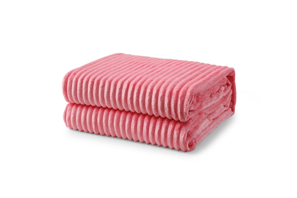 L-Baiet 5687-TWIN PINK 60 x 80 in. Ribbed Twin Blanket&#44; Pink - 100 Percent Polyester