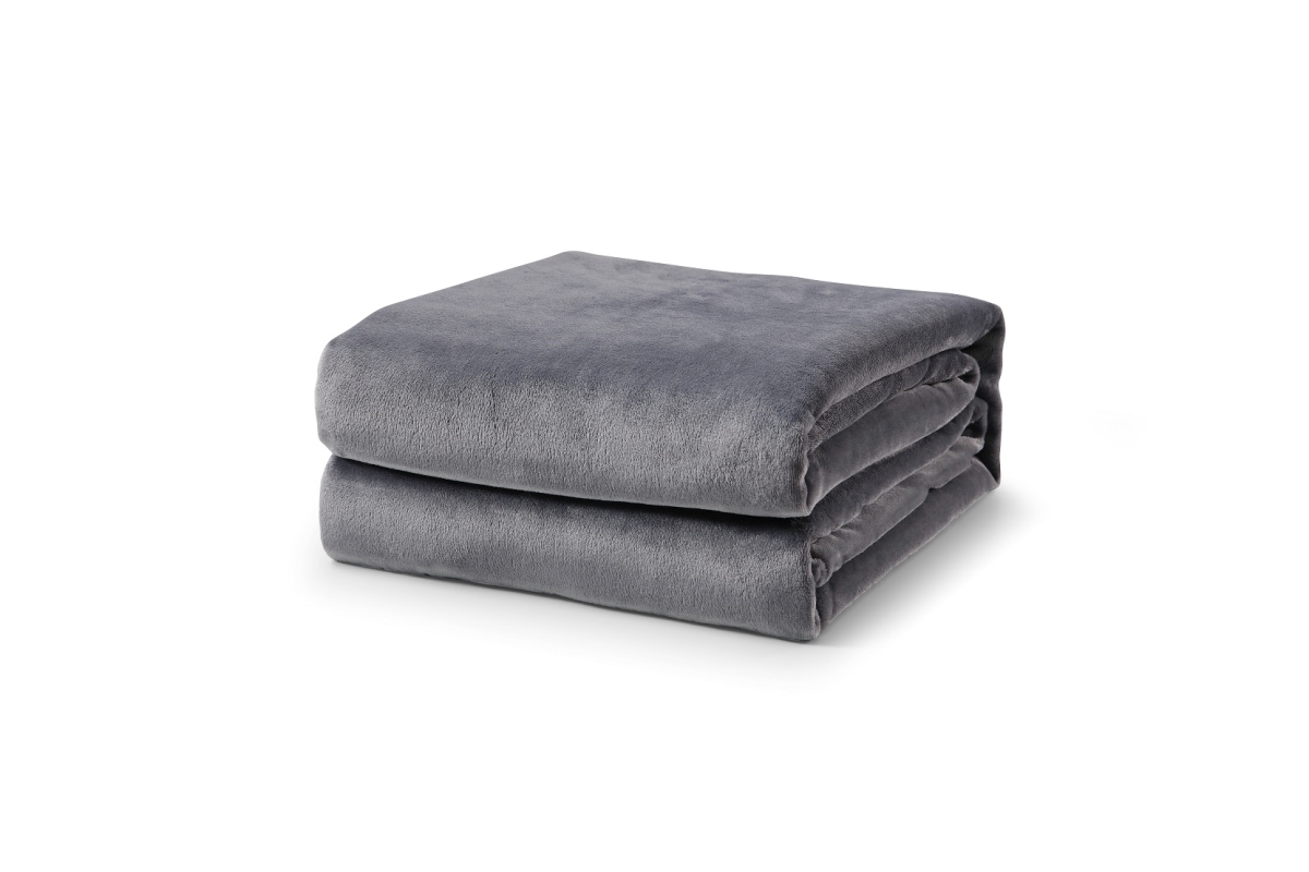 L-Baiet 9452-TB GREY 50 x 60 in. Fleece Throw Blanket&#44; Grey - 100 Percent Polyester