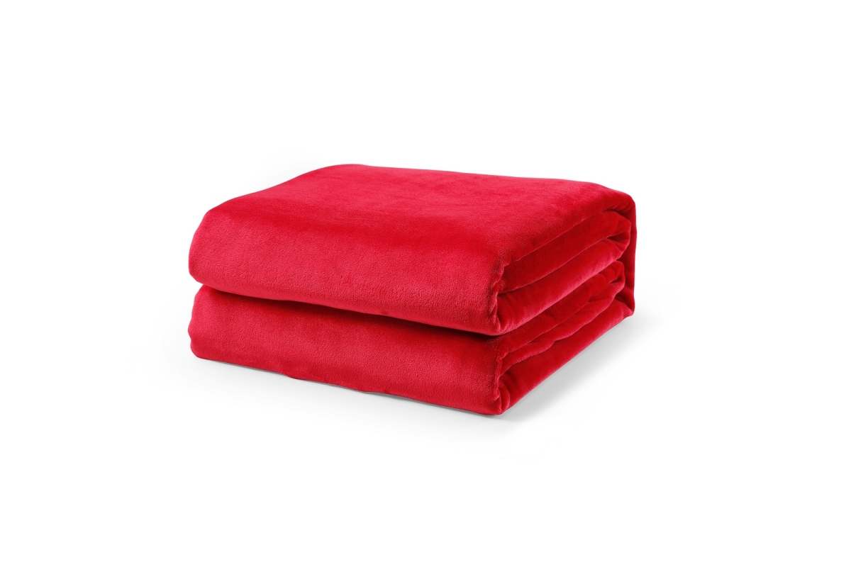 L-Baiet 9452-FQ RED 90 x 90 in. Fleece Queen Blanket&#44; Red - 100 Percent Polyester