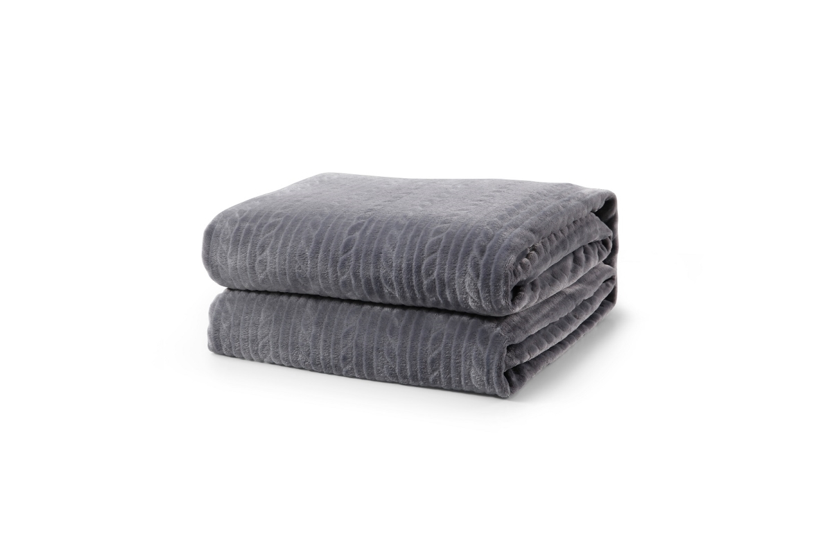 L-Baiet 3687-FQ GREY 90 x 90 in. Embossed Queen Blanket&#44; Grey - 100 Percent Polyester