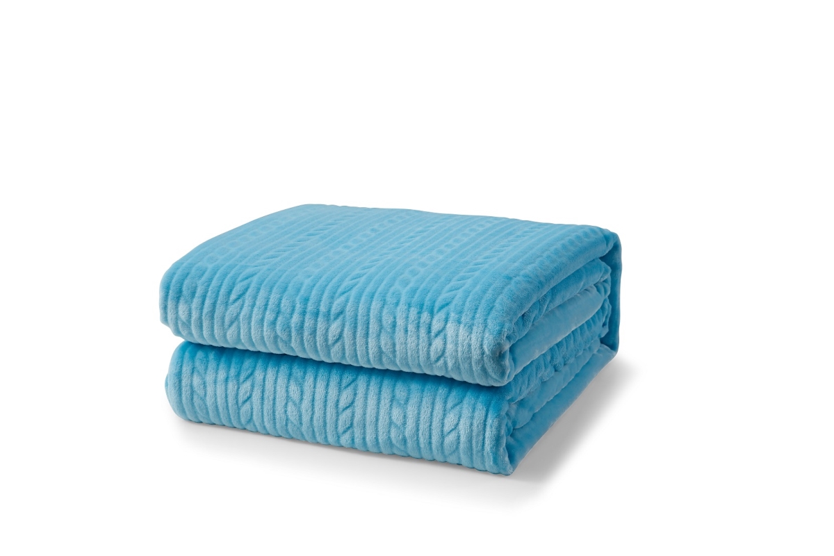 L-Baiet 3687-TB BLUE 50 x 60 in. Embossed Throw Blanket&#44; Blue - 100 Percent Polyester