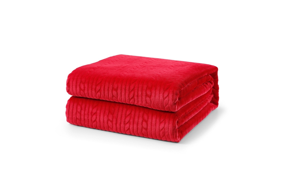 L-Baiet 3687-TWIN RED 60 x 80 in. Embossed Twin Blanket&#44; Red - 100 Percent Polyester