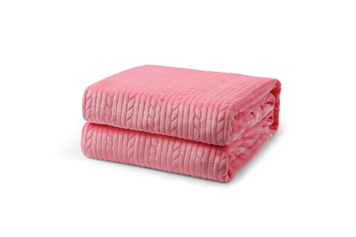 L-Baiet 3687-TB PINK 50 x 60 in. Embossed Throw Blanket&#44; Pink - 100 Percent Polyester