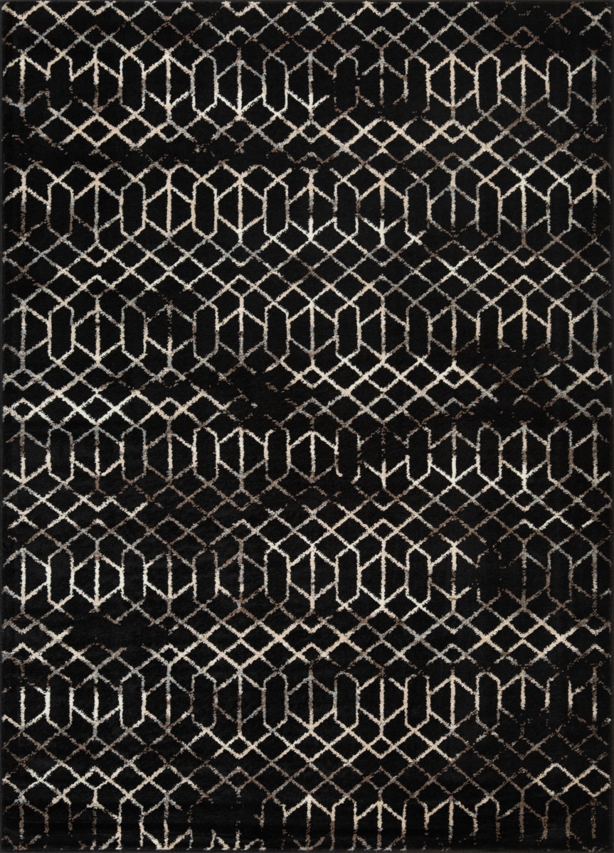 LBaiet MN380C57 5 x 7 ft. Mindoro Geometric Rectangle Area Rug&#44; Black