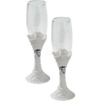 Picture of Leeber 87311 Porcelain Wedding Rings Goblets, White