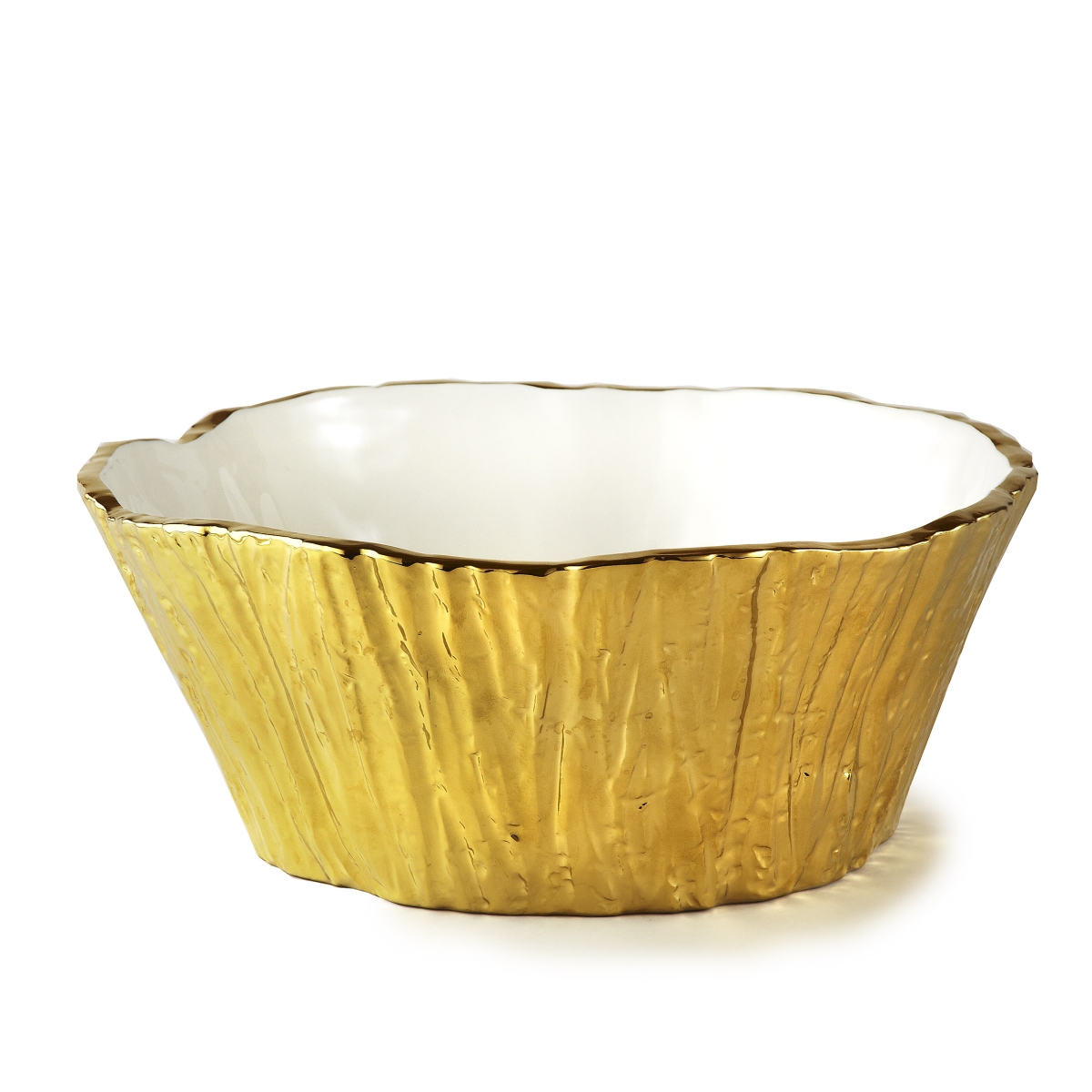 Picture of Leeber 69003 10.5 in. Tree Bark Porcelain Serving Bowl, Gold