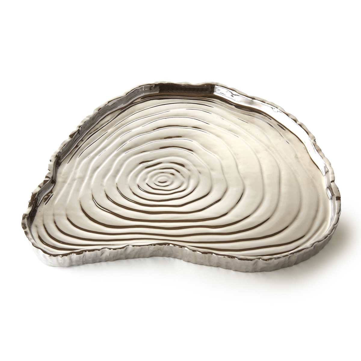 Picture of Leeber 69111 13 x 12 in. Tree Bark Porcelain Serving Tray, Silver