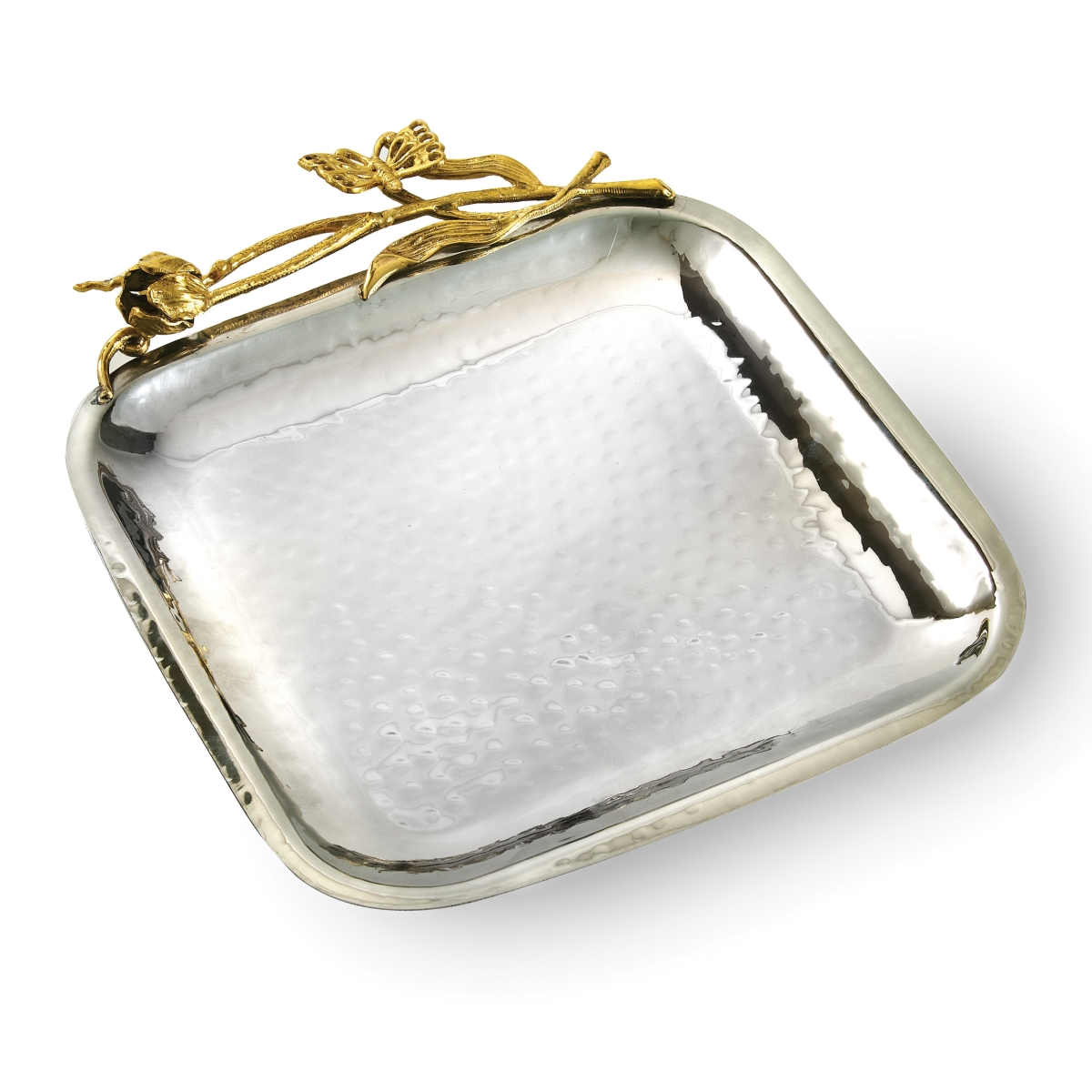 Picture of Leeber 70067 8.5 in. Butterfly Square Tray, Silver & Gold