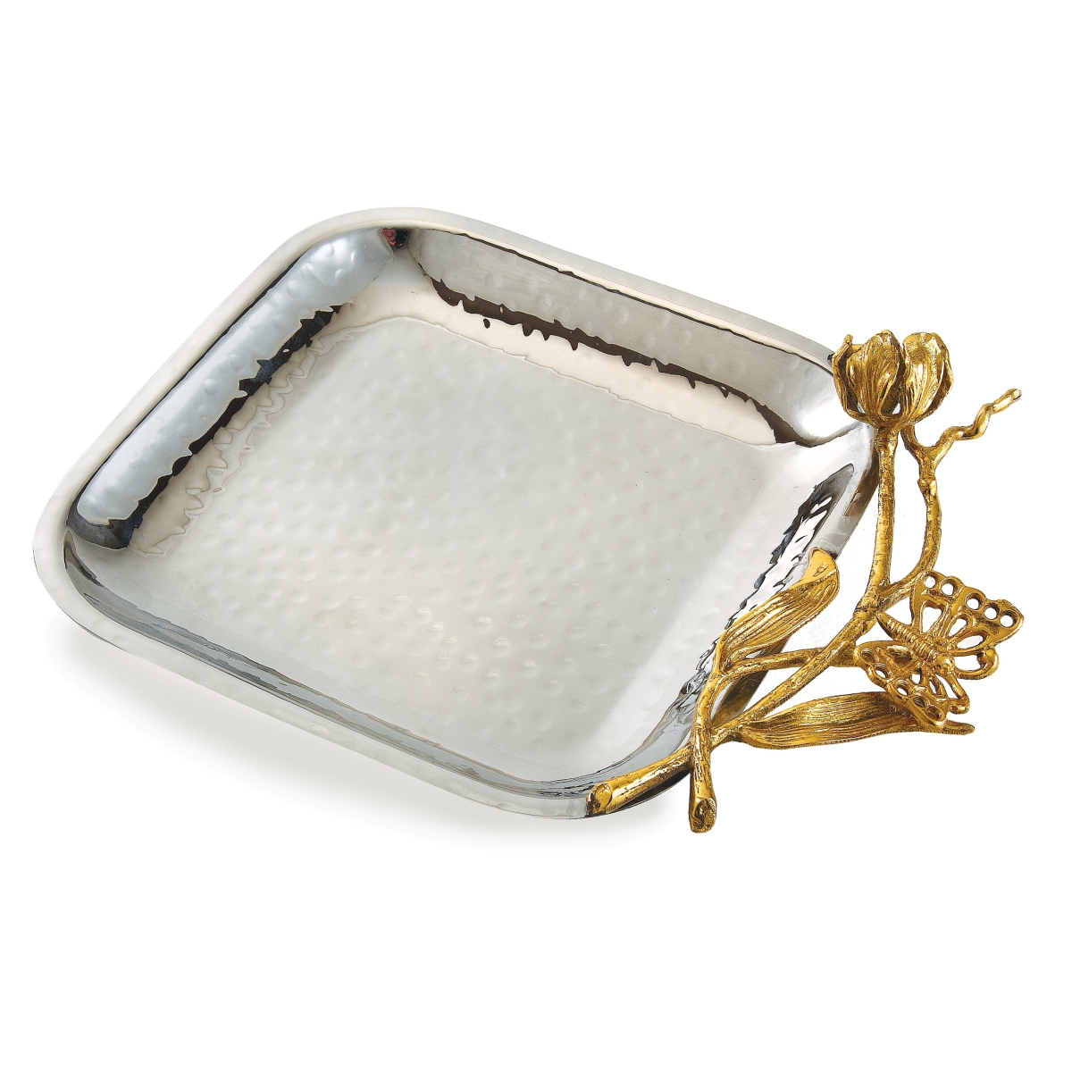 Picture of Leeber 70068 6.5 in. Butterfly Square Tray, Silver & Gold