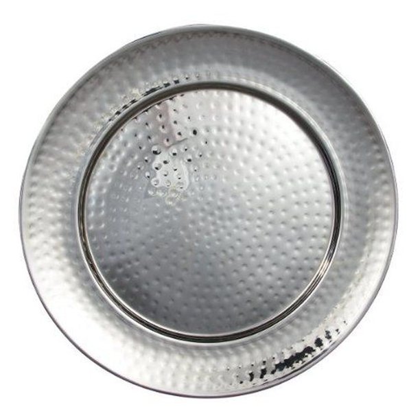 17 in. Stainless Steel Round Tray, Silver