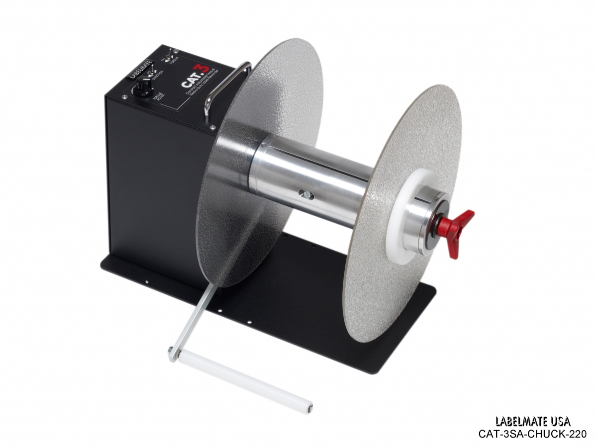 CAT-3SA-CHUCK-220 Heavy-Duty Label Rewinder with Sensor Arm