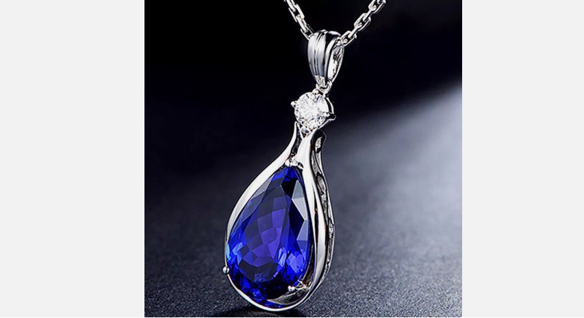 Picture of Devastating Designs 689747302075  925 Sterling Silver Tanzanite Gemstone And CZ Sapphre Pendant Necklace D355