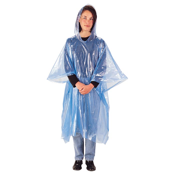 Emergency Hooded Poncho for Rain, Assorted