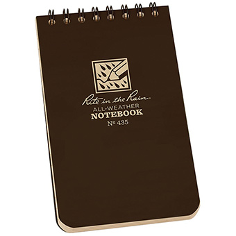 359984 3 x 5 in. Top Spiral Book - Brown