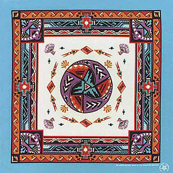 Picture of Carolina Manufacturing 518118 Modern Aztec with Turquoise Trim Bandana - 22 x 22 in.