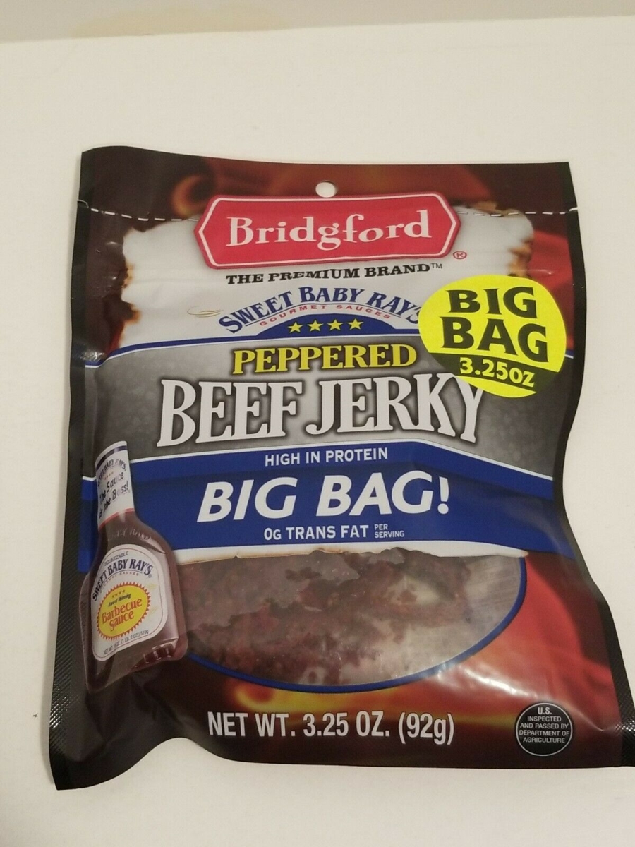 Picture of Sweet Baby Rays 528740 3.25 oz Bridgford Beef Jerky Peppered Bag