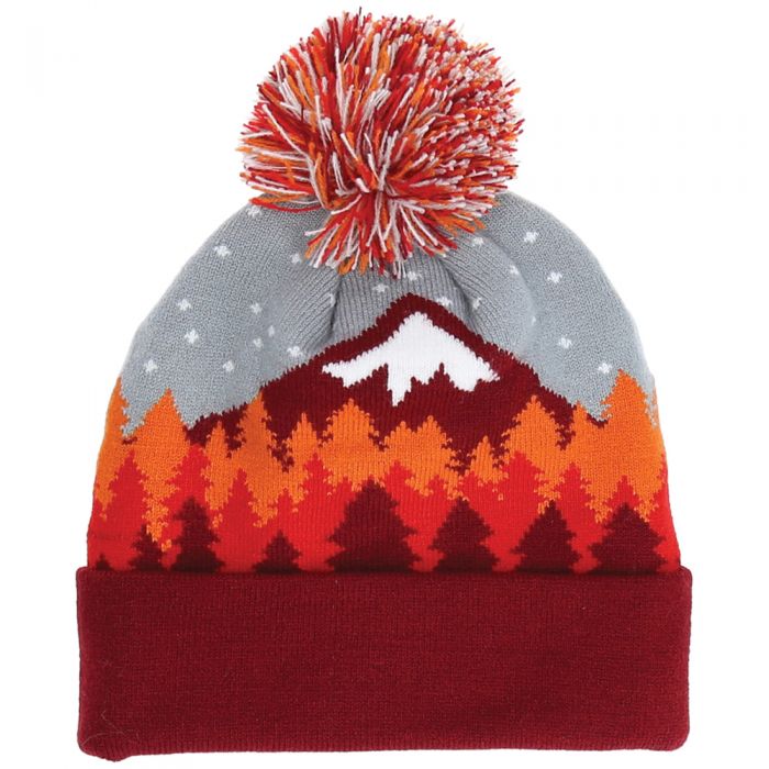 Picture of Chaos 786085 Terrance JR Woodland Jacquard Cuffed Pom Beanie&#44; Red - One Size