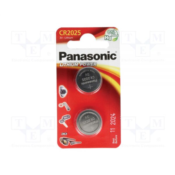 Lithium Cr2025 Coin Cell Battery - Pack of 2