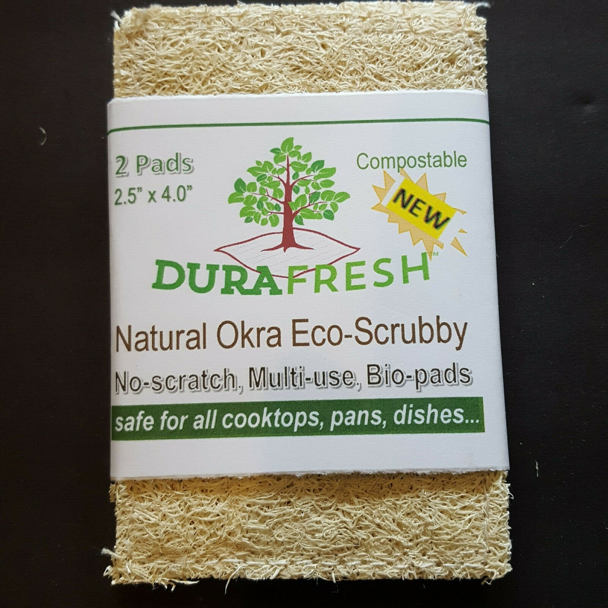 Natural Okra Eco Scrubby Pads, Pack of 2