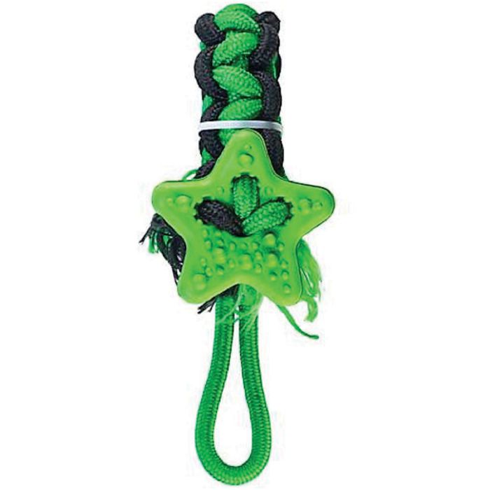 Picture of 4BF 777063 Rubber Chew Toy with Rope for Dog Tugging Bone, Green