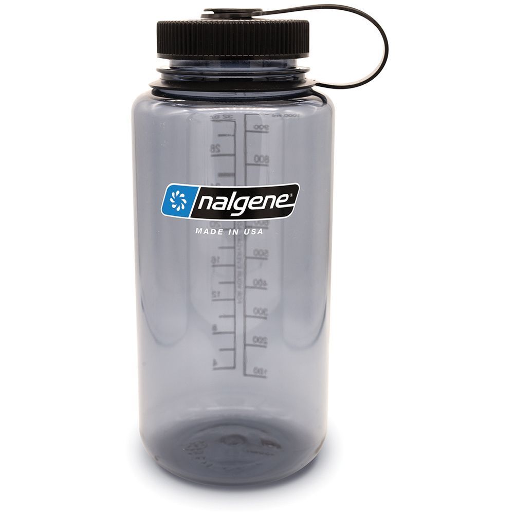 Picture of Nalgene 342040 32 oz Wide-Mouth Sustain Bottle with Black Lid, Gray