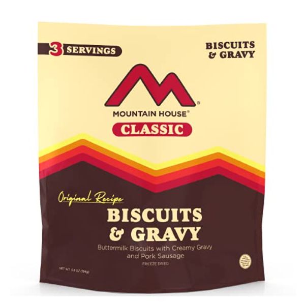 290095 Classic Biscuits & Gravy with Freeze Dried Backpacking & Camping Food - 3 Servings -  Mountain House