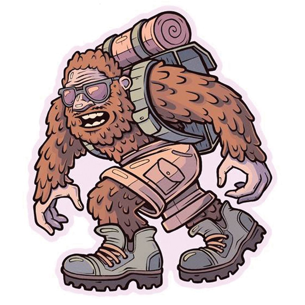 Sasquatch Camping Die-Cut Sticker