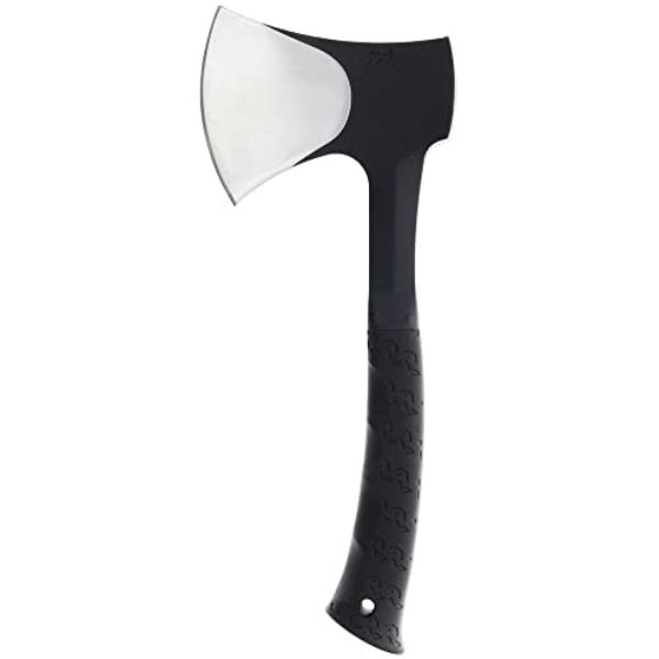 378137 Bedrock 3CR Steel Blade Black Textured Grip Camping Axe, Black