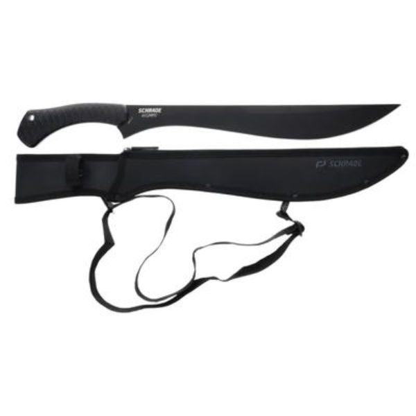 378135 Fixed Blade Knives Decimate Brush Sword Fixed Knife 3CR Steel Rubberized Handle, Black