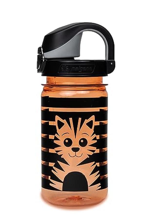 Picture of Nalgene 342259 12 oz Sustain Tritan BPA-Free Kids on the Fly Water Bottle, Orange - Tiger
