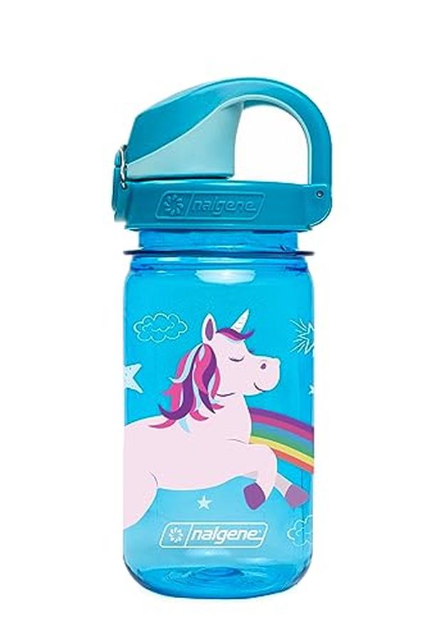 Picture of Nalgene 342263 12 oz Sustain Tritan BPA-Free Kids on the Fly Water Bottle, Blue - Unicorn