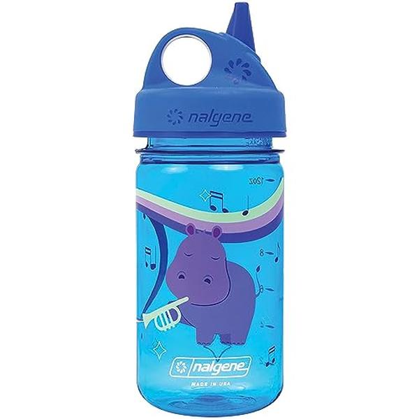 Picture of Nalgene 342268 12 oz Kids Sustain Grip-N-Gulp Water Bottles, Musical Hippo