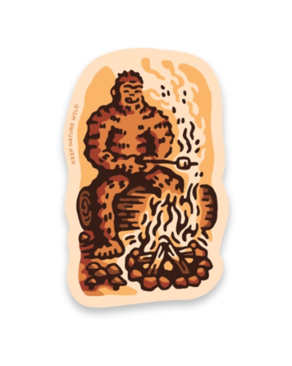 666738 3 x 1.90 in. Squatch Fall Campfire Sticker, Multi Color