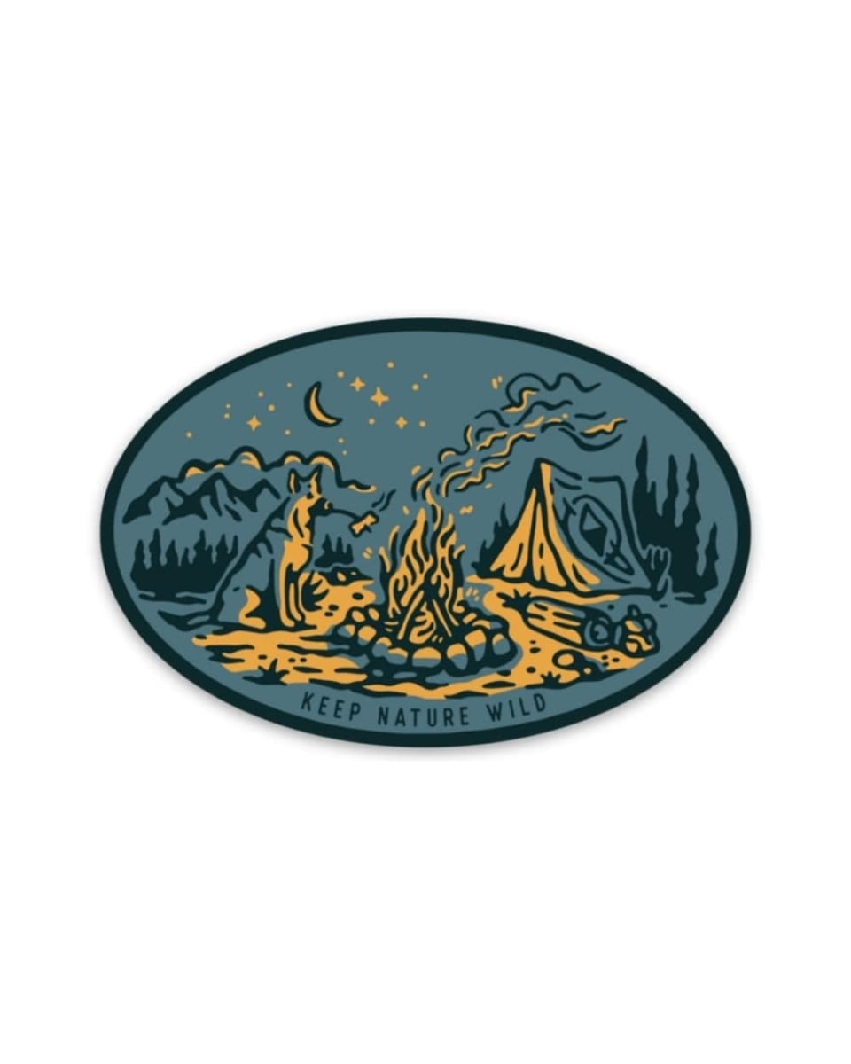 666746 3 x 1.98 in. Campfire Dog Sticker, Multi Color
