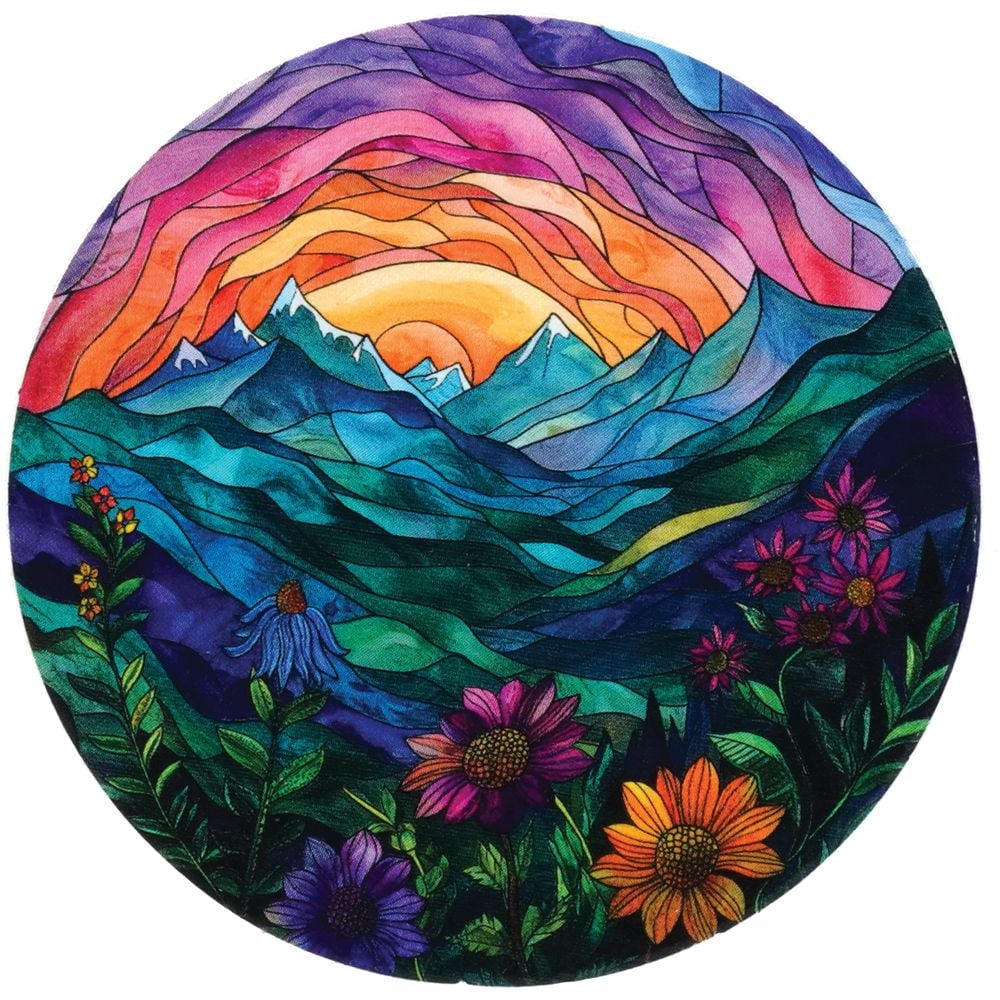 777524 Stained Glass Mountains Sticker