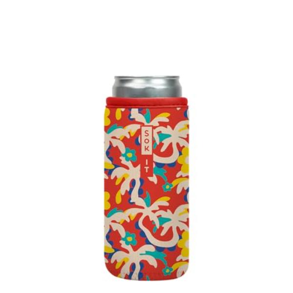 Picture of Sok-It 122320 12 oz Can Sok Slim Sleeve for Beer & Soda Insulated Neoprene Cover, Tropical Tangle