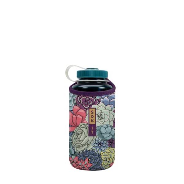 Picture of Sok-It 122309 32 oz Botl Sok Water Bottle Sleeve Insulated Neoprene Cover, Succulents