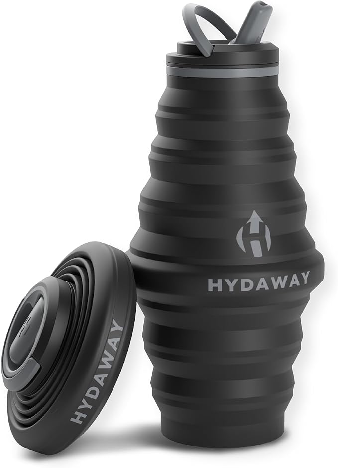 Picture of Hydaway 149662 25 oz Reusable Water Bottle with Flip Top Lid for Travel, Hiking, Backpacking I Portable & Leakproof - Midnight