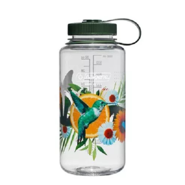 Picture of Nalgene 342898 32 oz Wide Mouth Sustain Citrus Hummingbird Water Bottle, Clear