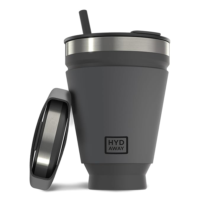 Picture of Hydaway 149664 Collapsible Drink Tumbler - Portable, Insulated, Hot & Cold Drink Cup - Jet Black