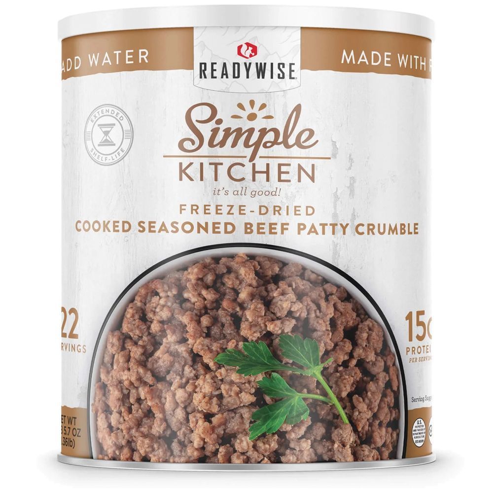 Picture of Readywise 667429 Simple Kitchen Can Food&#44; Seasoned Beef Patty Crumbles - 22 Serving Can