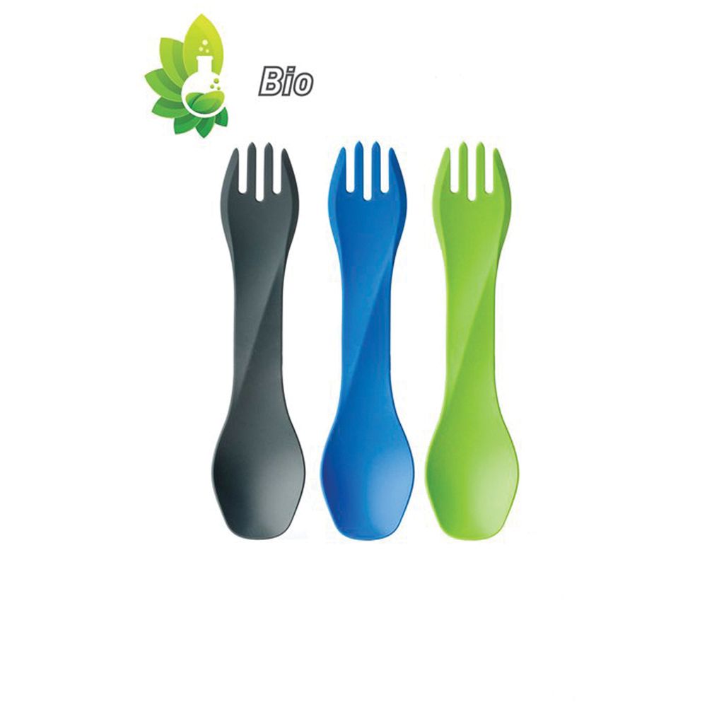 Picture of Humangear 700186 GoBites Bio Uno Mini Spork, Blue, Gray & Green - Pack of 3