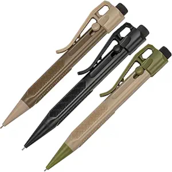 360214 Durable Weatherproof Mini Slide-Click Mechanical Pencil, Tactical - Pack of 3