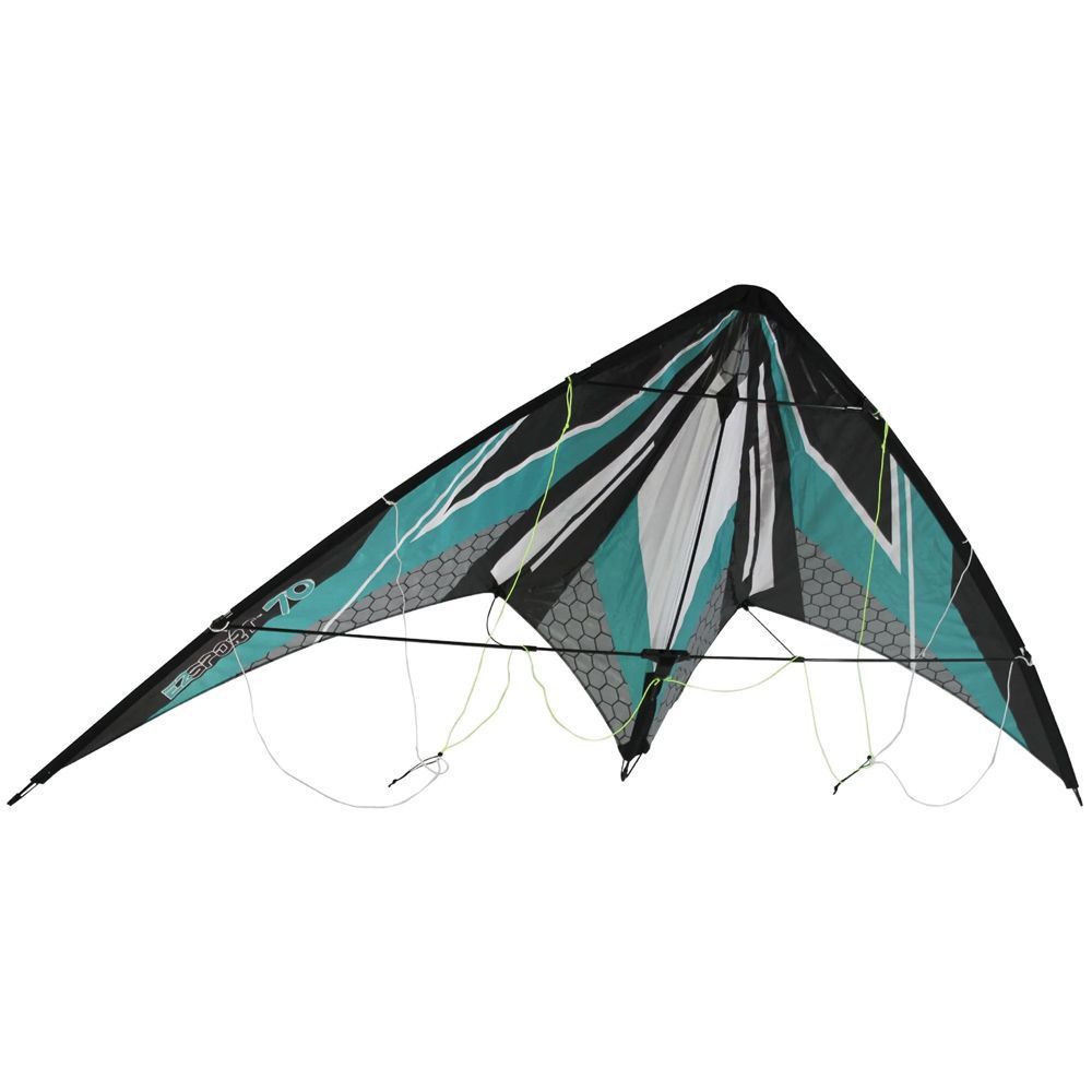 516226 70 in. 7DC Sport Dual Control Ripstop Nylon Delta Stunt Kite - Teal