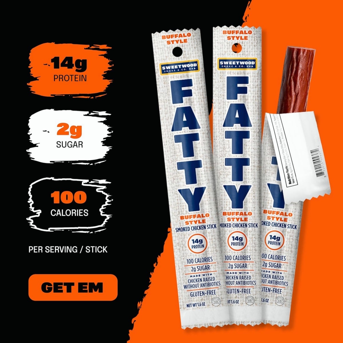 287454 1.6 oz HBBQ Smoked Chicken Meat Stick