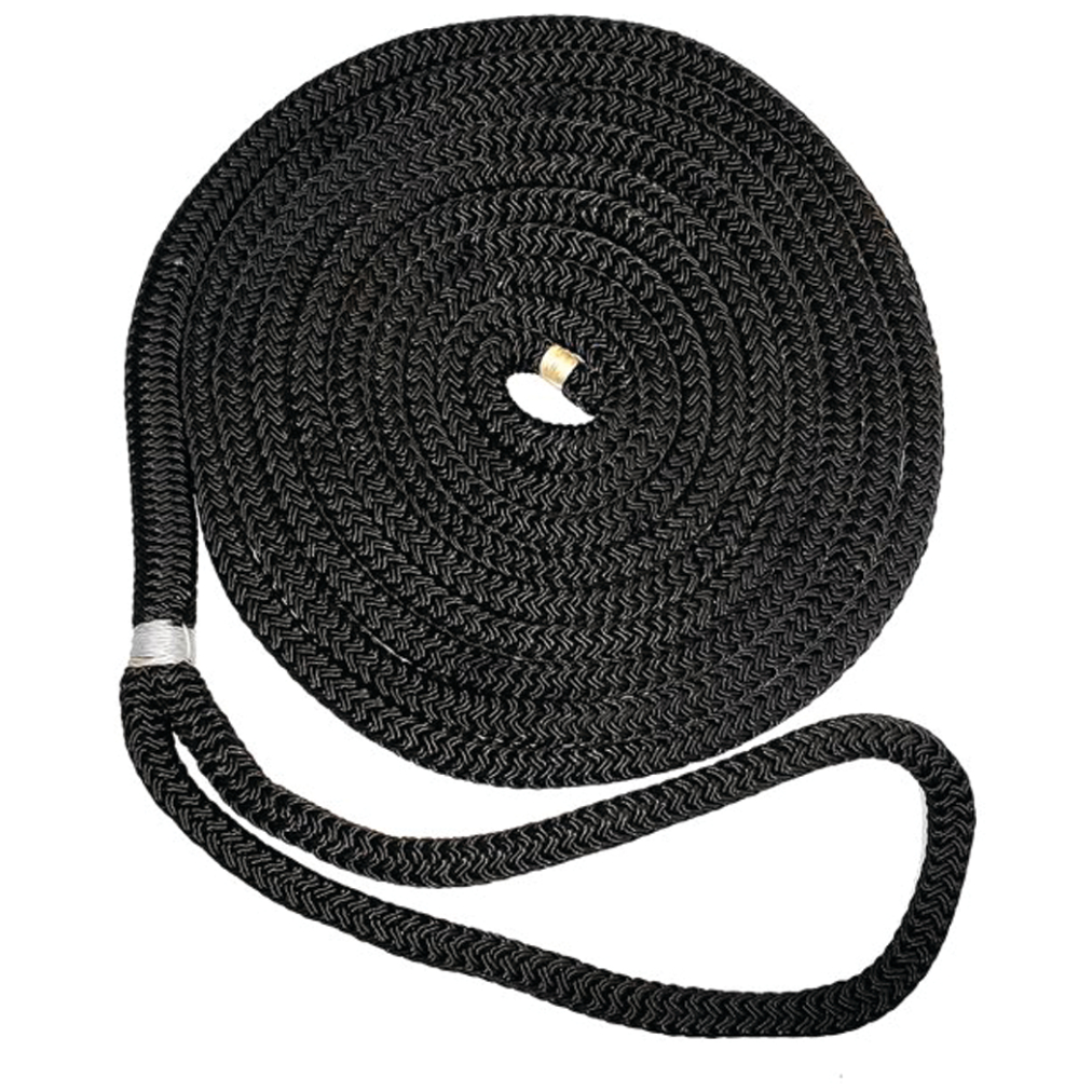 New England Ropes Premium Nylon Double Braid Dock Line, in Black | by West Marine