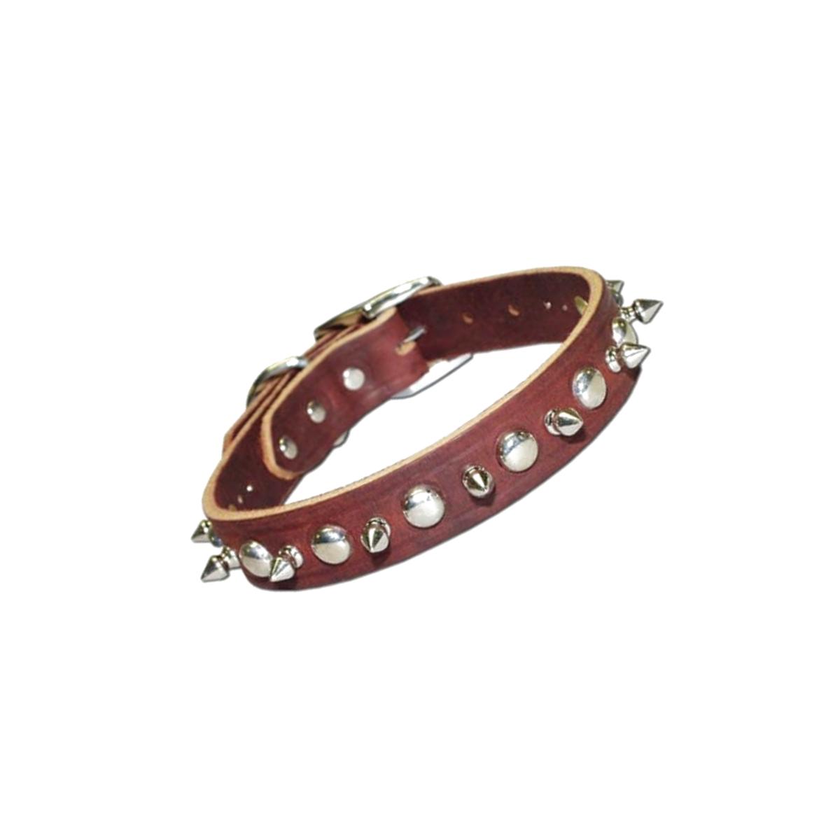Picture of Leather Brothers Inc. 6079-PK10 Pink Signature Leather Spike and Stud Dog Collar -Size 10