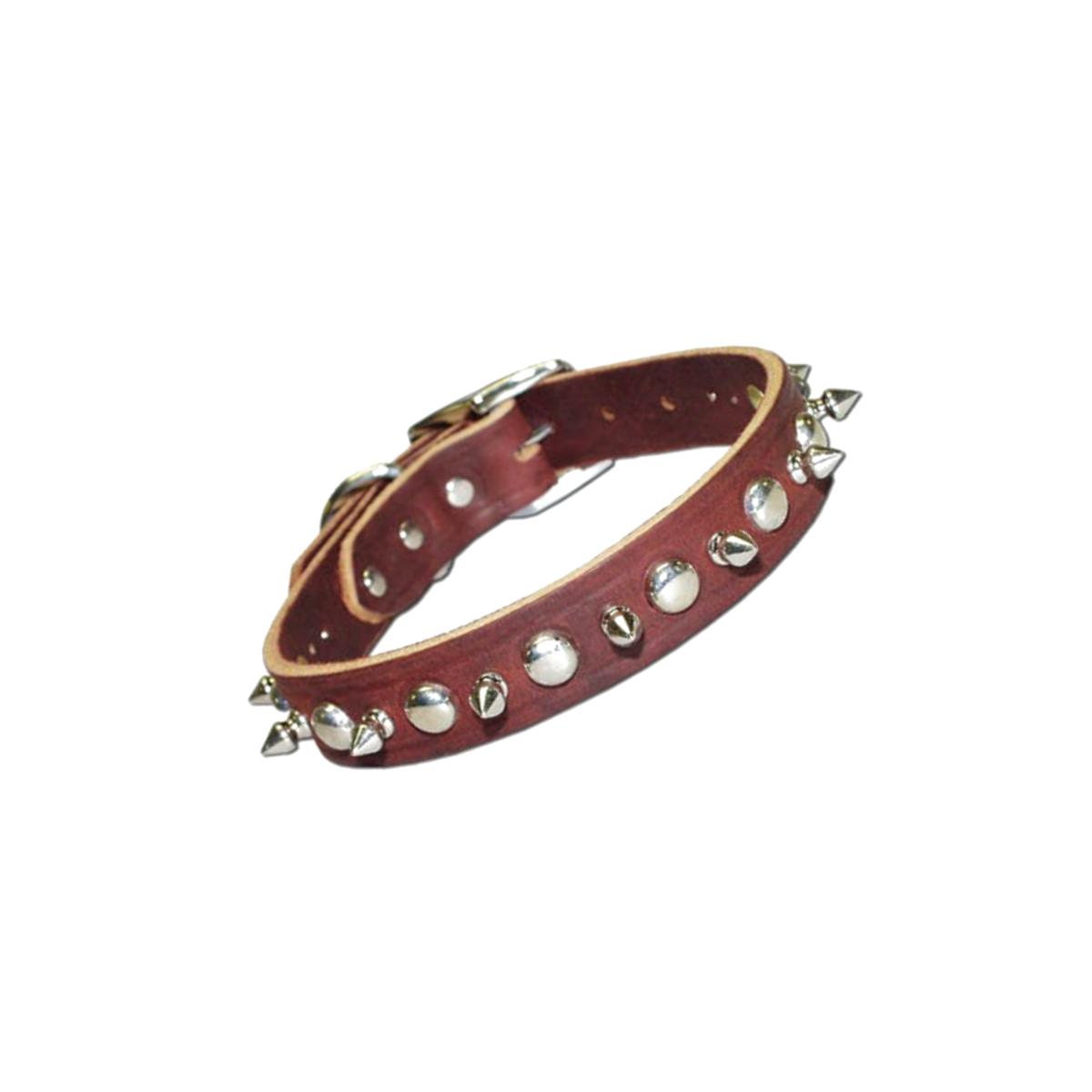 Picture of Leather Brothers Inc. 6081-PK26 Pink Signature Leather Spike and Stud Dog Collar -Size 26